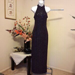 Vintage NWT ALGO Women’s Purple Silver Elegant Maxi Dress Size 8